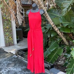 her destiny red wide leg crop jumpsuit